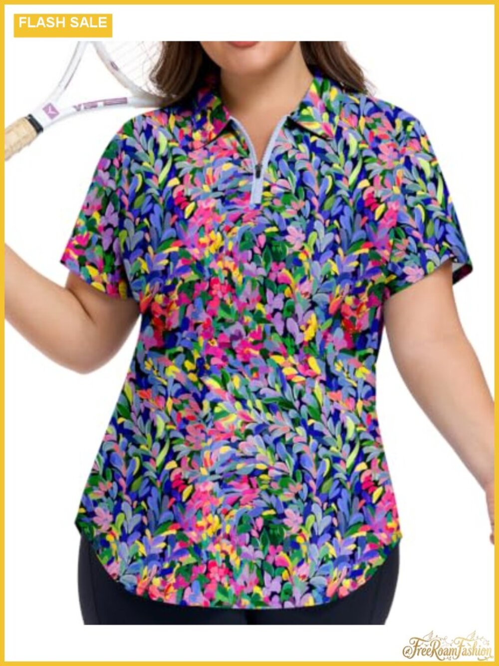 Plus Size Golf Polo Shirt Short Sleeve Athletic Top UPF 50+ Moisture Wicking